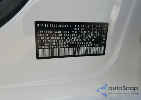 2017 Volkswagen Jetta Se from USA, damaged, VIN 3VWDB7AJ4HM208562